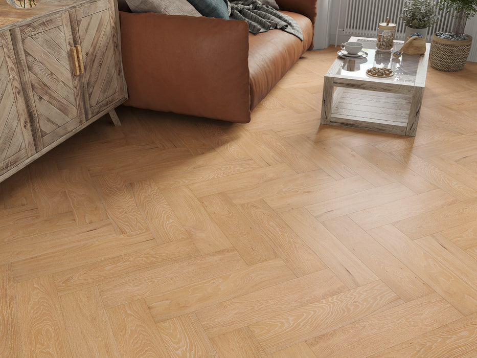 Prestige Herringbone Highland Oak Brushed & Lacquered Engineered Wood Flooring