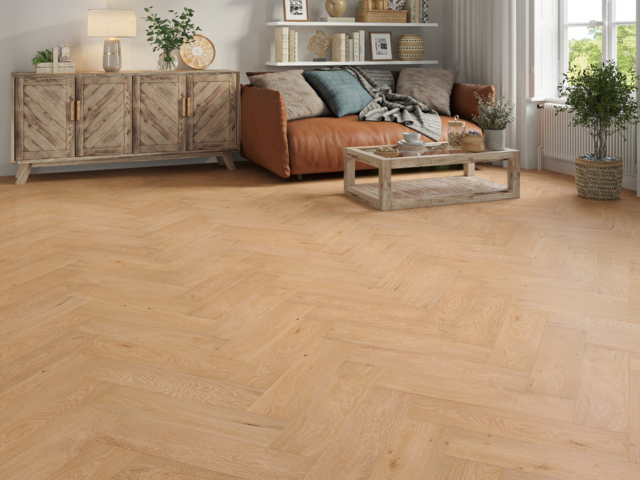 Prestige Herringbone Highland Oak Brushed & Lacquered Engineered Wood Flooring