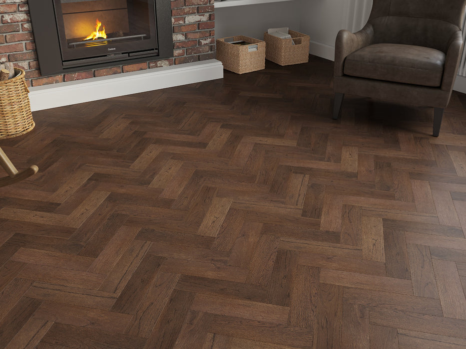 Prestige Herringbone Aristocat Oak Brushed & Lacquered Engineered Wood Flooring