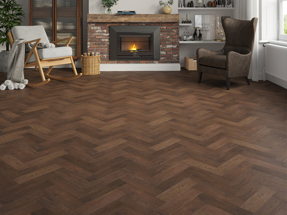 Prestige Herringbone Aristocat Oak Brushed & Lacquered Engineered Wood Flooring