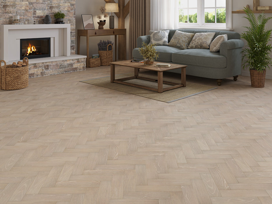 Prestige Herringbone Celestial Oak Brushed & Lacquered Engineered Wood Flooring