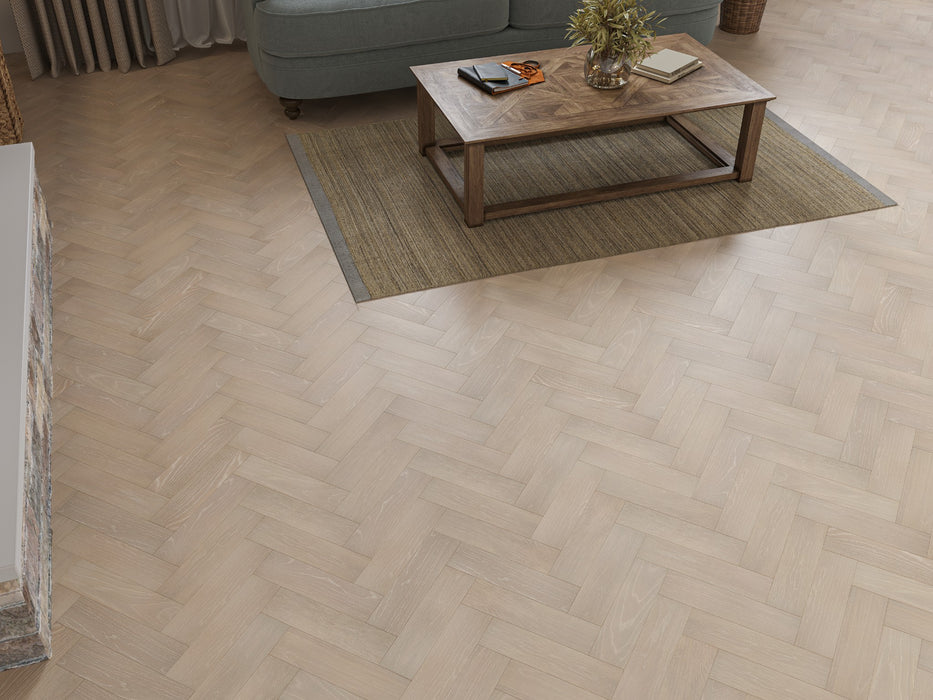 Prestige Herringbone Celestial Oak Brushed & Lacquered Engineered Wood Flooring