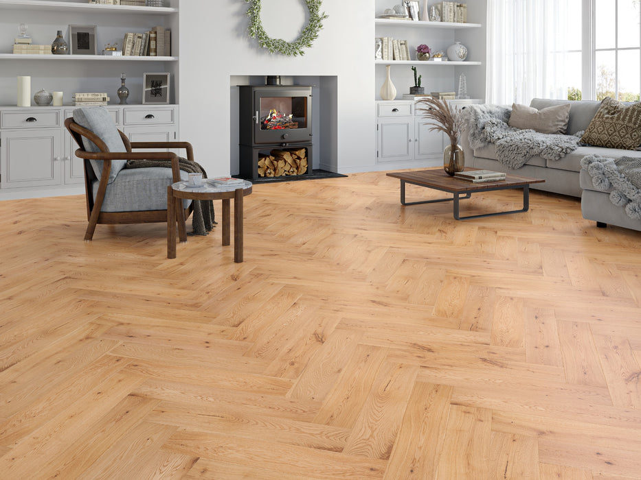 Prestige Herringbone Monarch Oak Smooth Oiled Engineered Wood Flooring