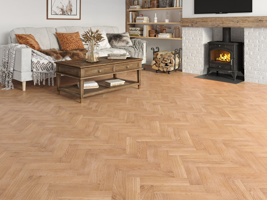 Prestige Herringbone Regal Oak Lacquered Engineered Wood Flooring