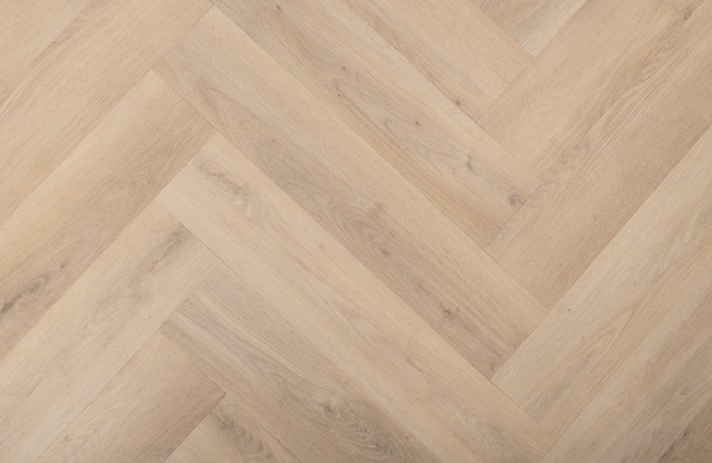 Soft Brown Oak LVT herringbone flooring