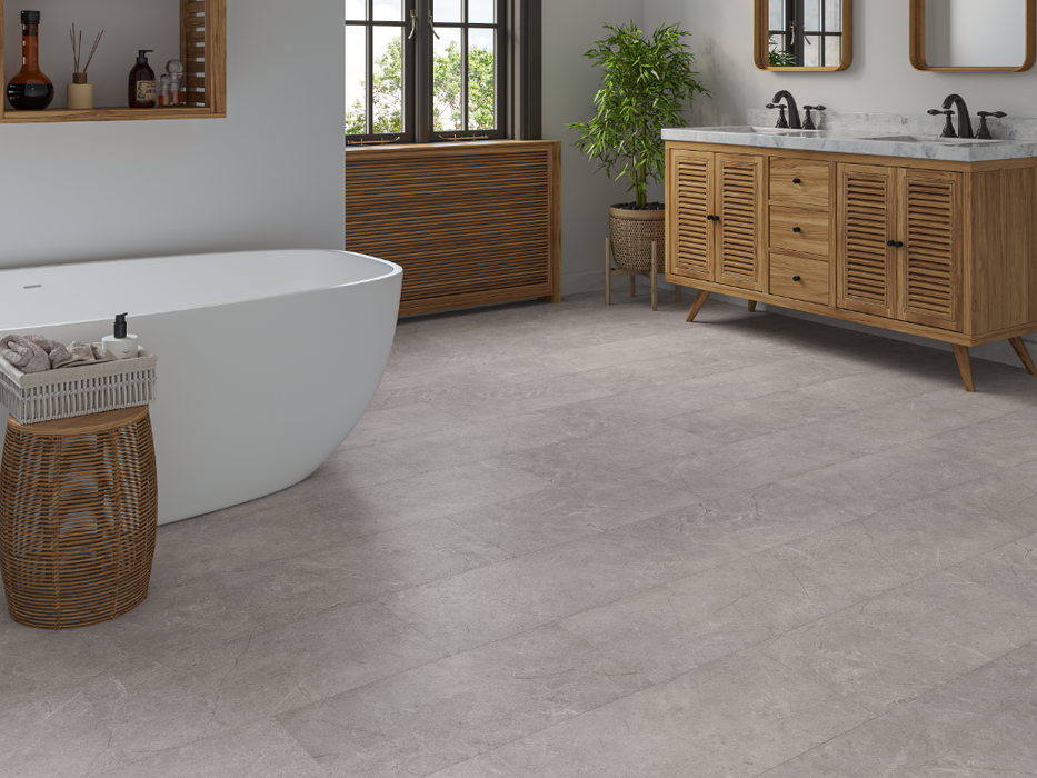 Grey Stone LVT tile flooring room scene