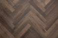 Dark Walnut Oak LVT herringbone flooring