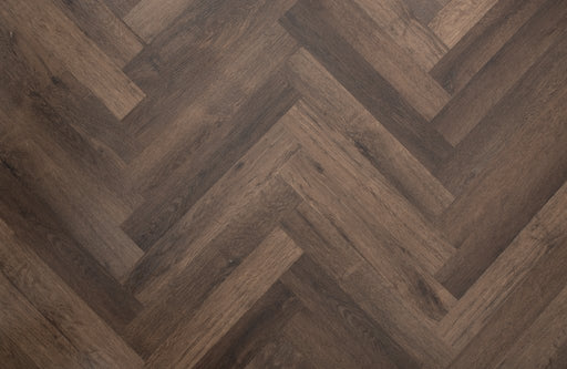 Dark Walnut Oak LVT herringbone flooring