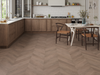 Aged Bourbon Oak LVT chevron flooring room scene