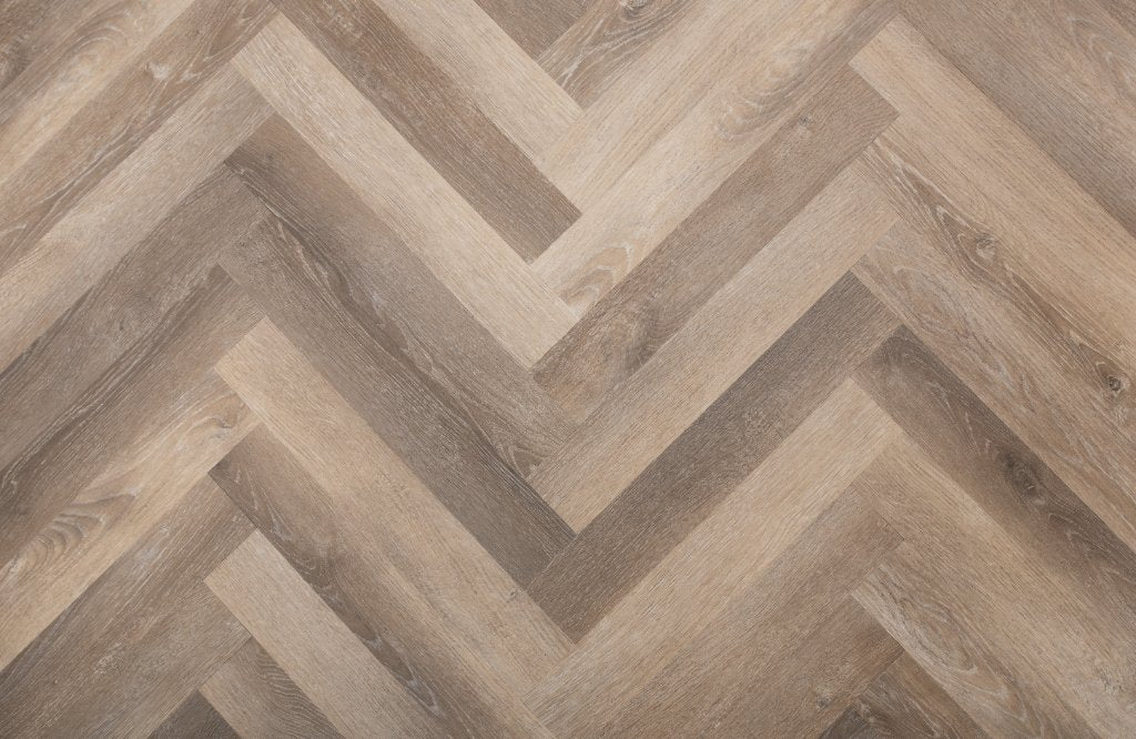 Golden Oak LVT herringbone flooring