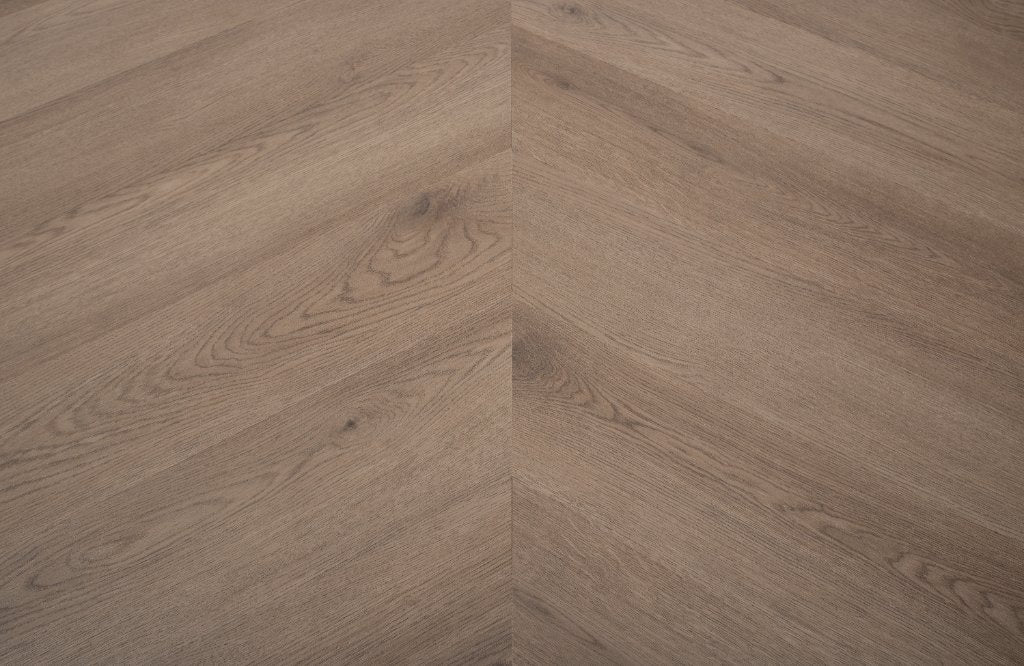 Aged Bourbon Oak LVT chevron flooring