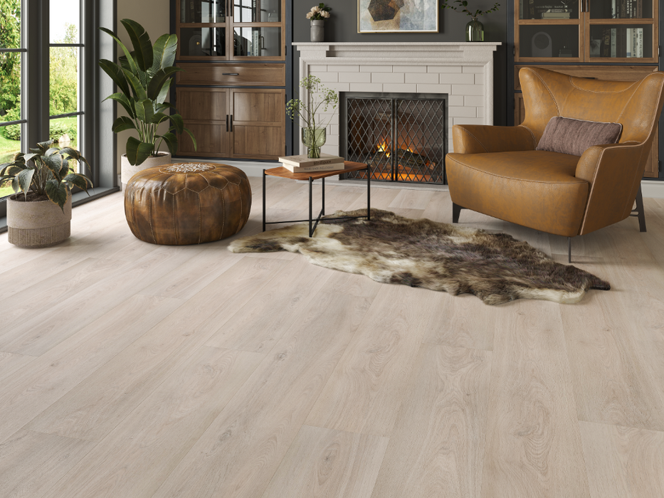 Grey Oak LVT straight plank flooring room scene