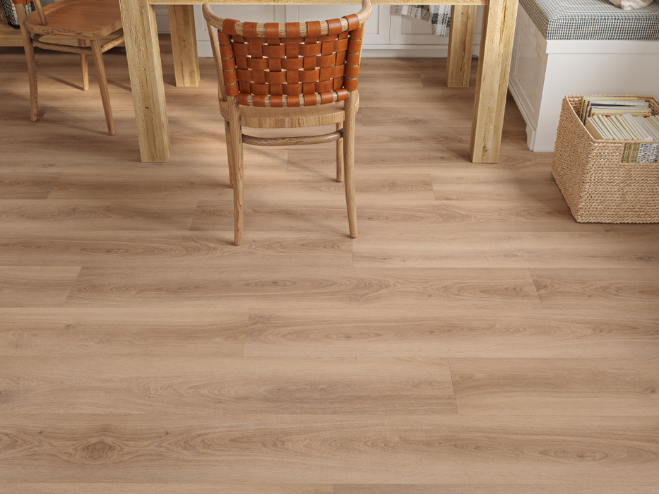Brown Oak LVT straight plank flooring room scene