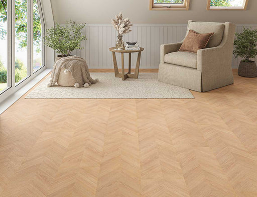 Laminate Chevron Flooring – Caramel Gold – AGT Pruva Monza – 327mm x 1200mm – 8mm