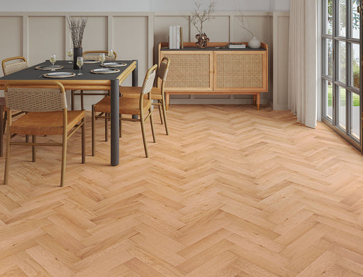 Natural Oak engineered oak herringbone flooring 90mm