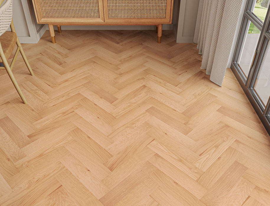 Natural Oak engineered oak herringbone flooring 90mm