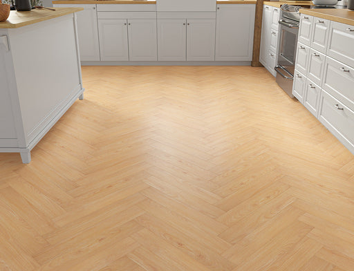 Laminate Herringbone Flooring – Golden Blonde – Oakleigh Buttermere – 100mm x 600mm – 8mm