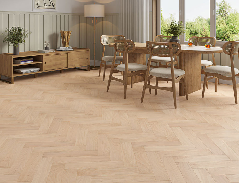 Natural Oak engineered oak herringbone flooring 90mm