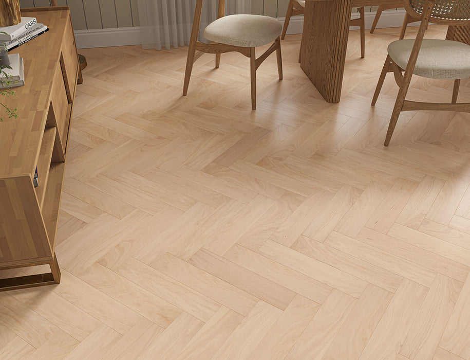 Natural Oak engineered oak herringbone flooring 90mm