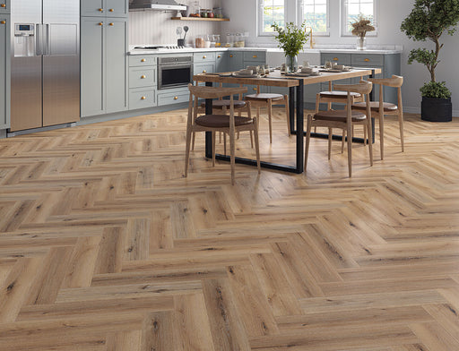 SPC Click Vinyl Herringbone Flooring – Grey Honey Oak – 128mm x 615mm – 5/0.5mm