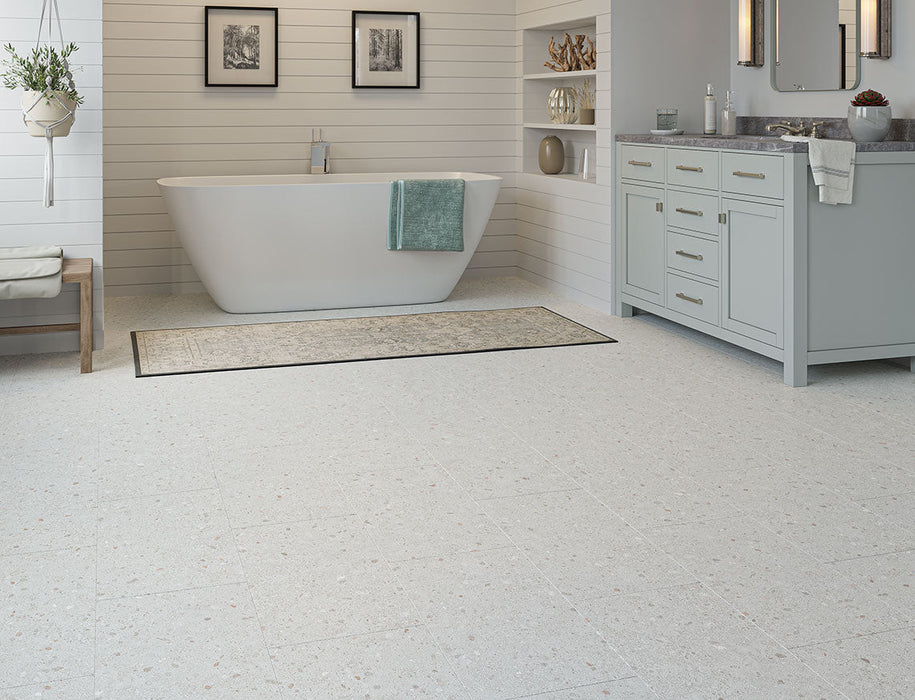 SPC Click Vinyl Tile Flooring – White Terrazzo – 300mm x 600mm – 6.5/0.5mm