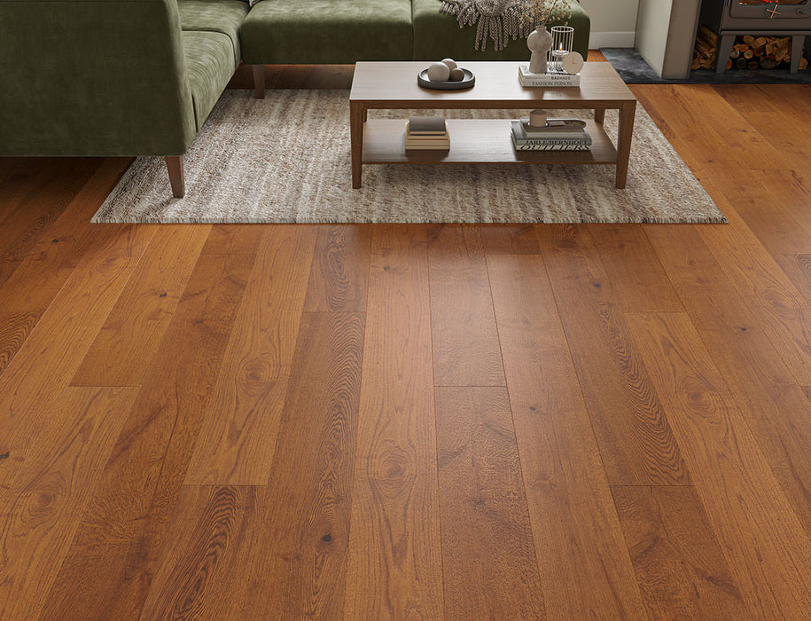 Golden Oak engineered oak plank flooring 190mm