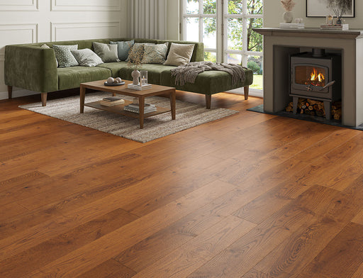 Golden Oak engineered oak plank flooring 190mm