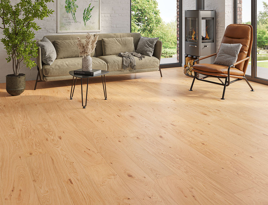 Natural Oak engineered oak plank flooring 190mm