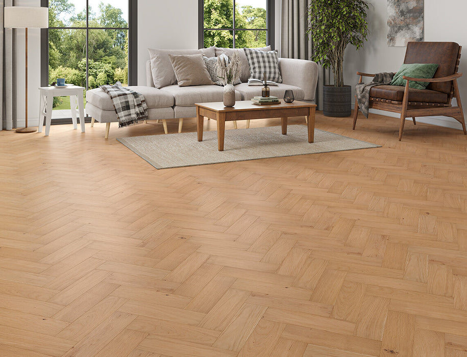 Natural Oak engineered oak herringbone flooring 90mm