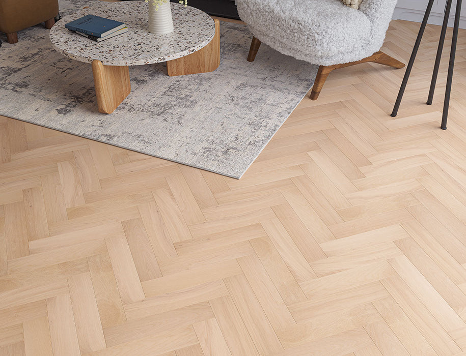 Natural Oak engineered oak herringbone flooring 90mm