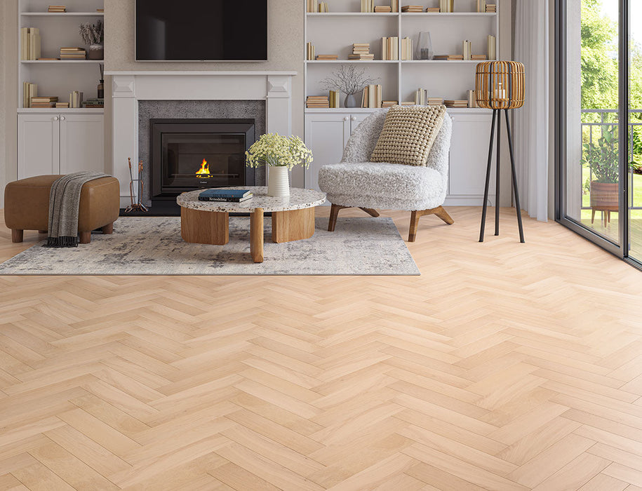 Natural Oak engineered oak herringbone flooring 90mm