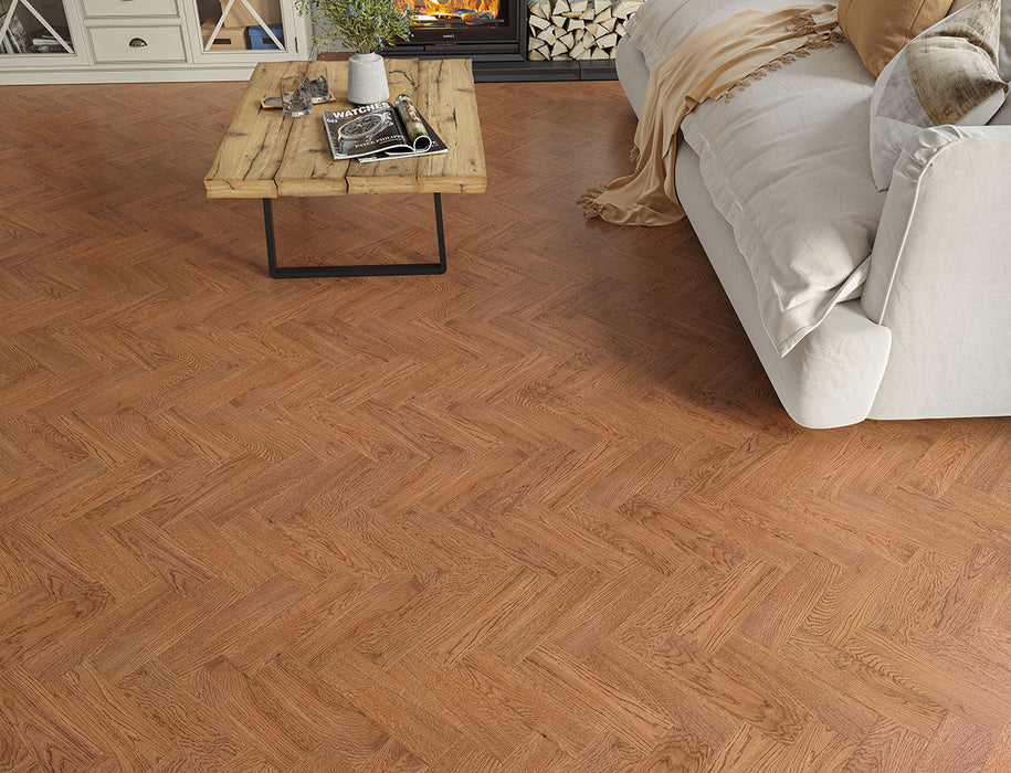 Antique Oak engineered oak herringbone flooring 90mm