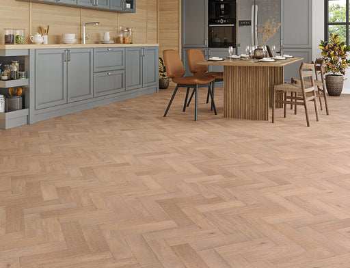 Smoked White Oak engineered oak herringbone flooring 90mm