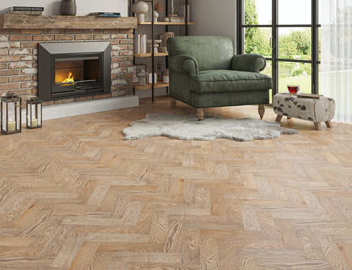 Smoked Oak engineered oak herringbone flooring 90mm