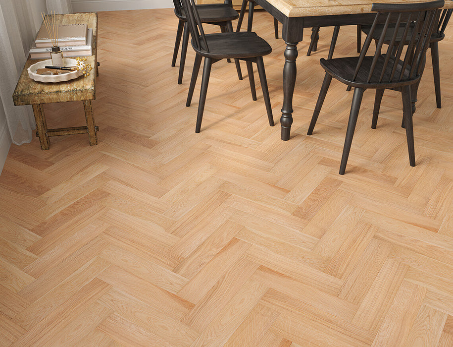 Natural Oak engineered oak herringbone flooring 90mm