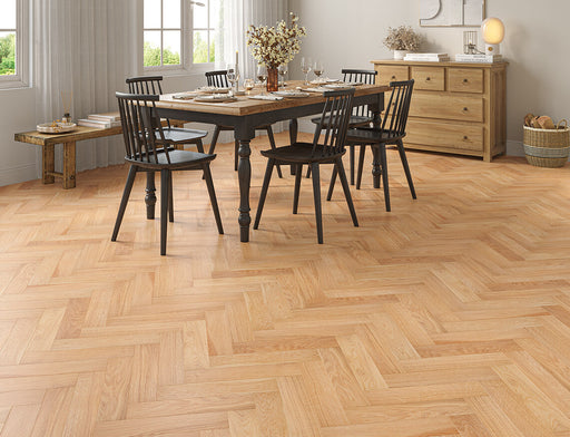 Natural Oak engineered oak herringbone flooring 90mm