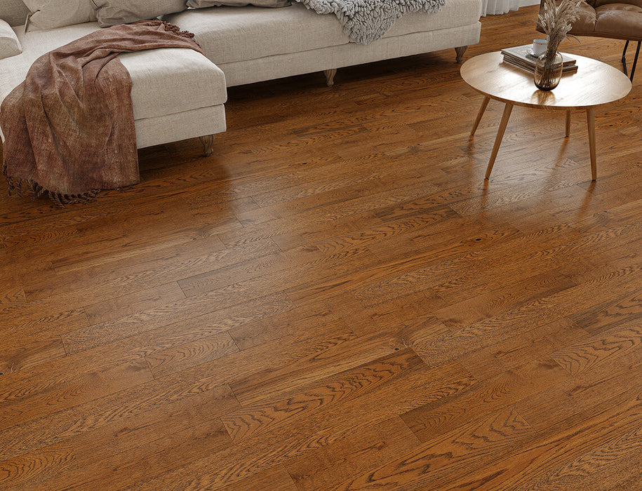 Golden Oak engineered oak plank flooring 125mm