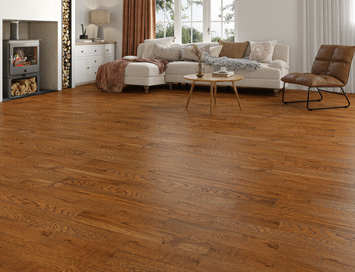 Golden Oak engineered oak plank flooring 125mm