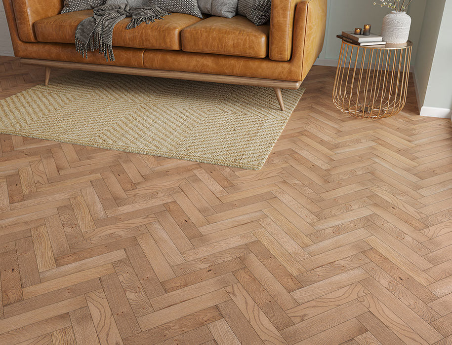 Smoked Oak engineered oak herringbone flooring 70mm