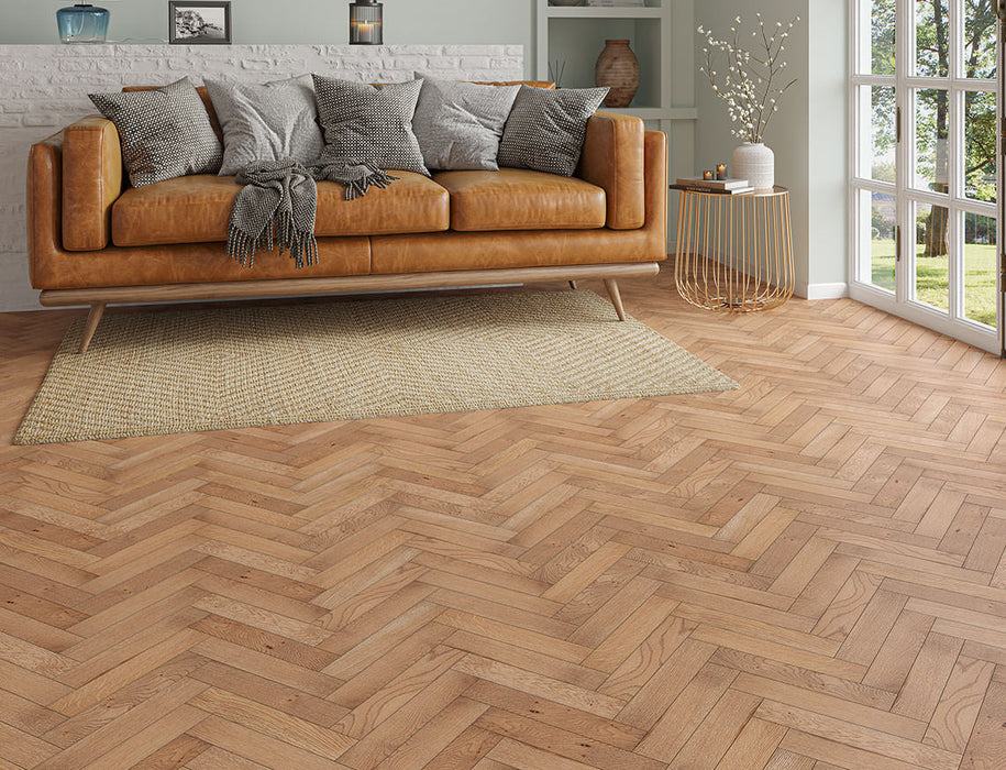 Smoked Oak engineered oak herringbone flooring 70mm