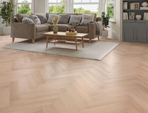 SPC Click Vinyl Herringbone Flooring – Honey Blonde Oak – 128mm x 615mm – 5/0.5mm