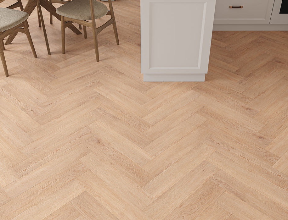 SPC Click Vinyl Herringbone Flooring – Grey Honey Oak – 128mm x 615mm – 5/0.5mm