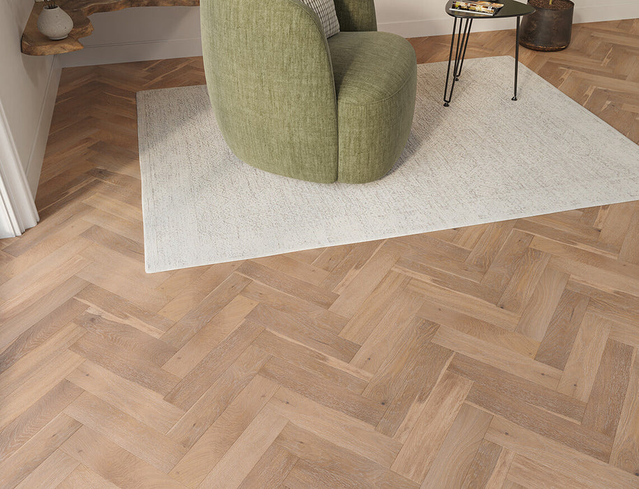 Grey Oak engineered oak herringbone flooring 90mm