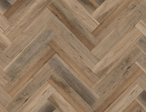 SPC Click Vinyl Herringbone Flooring – Golden Brown Oak – 128mm x 615mm – 6.5/0.5mm