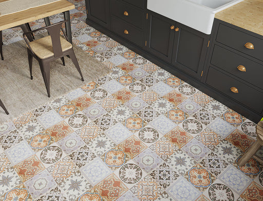 Laminate Tile Flooring – Blue & Brown Geometric – Monarch Grantchester – 405mm x 805mm – 8mm