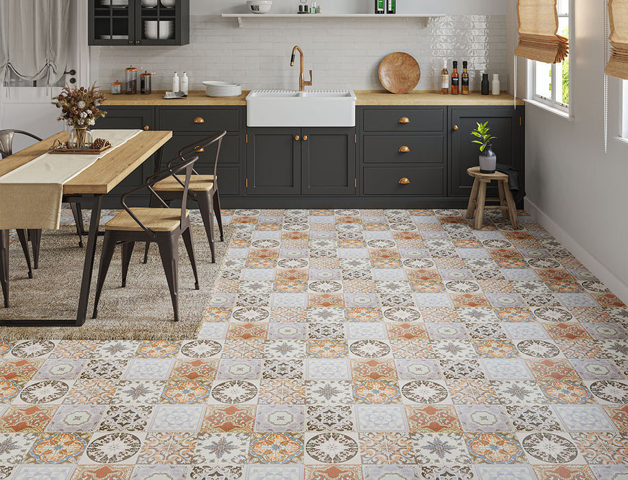 Laminate Tile Flooring – Blue & Brown Geometric – Monarch Grantchester – 405mm x 805mm – 8mm