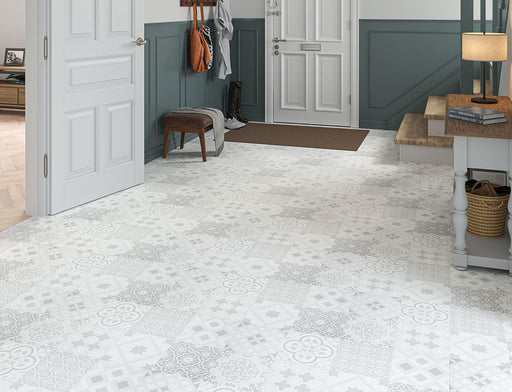 Laminate Tile Flooring – Grey & White Geometric – Monarch Kettlewell – 405mm x 805mm – 8mm