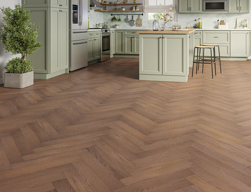 Laminate Herringbone Flooring – Dark Chocolate – Oakleigh Deluxe Romsey – 100mm x 600mm – 12mm