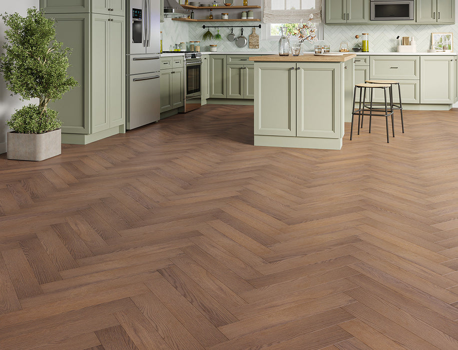 Laminate Herringbone Flooring – Dark Chocolate – Oakleigh Deluxe Romsey – 100mm x 600mm – 12mm
