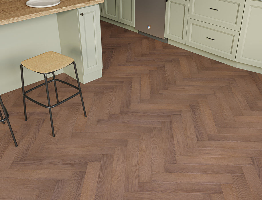 Laminate Herringbone Flooring – Dark Chocolate – Oakleigh Deluxe Romsey – 100mm x 600mm – 12mm